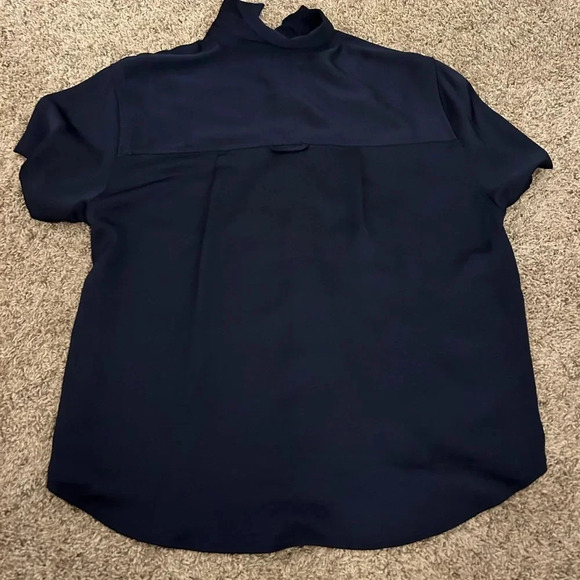 Navy silk button up shirt - Picture 2 of 3